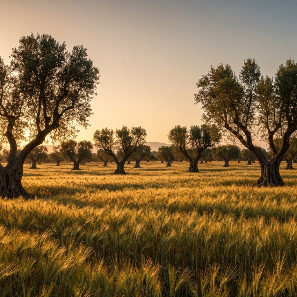 Peaceful Mediterranean landscape for breathing awareness